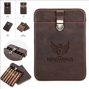 6 Slot Travel Leather Vintage Cigar Humidor Holder Box Case